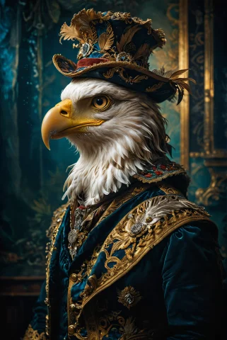 Anthropomorphism. Create A Portrait Of A Eagle Dressed In 18... — SDXL AI Prompt: anthropomorphism. Create a portrait of a eagle dressed in 18th-century men's att...