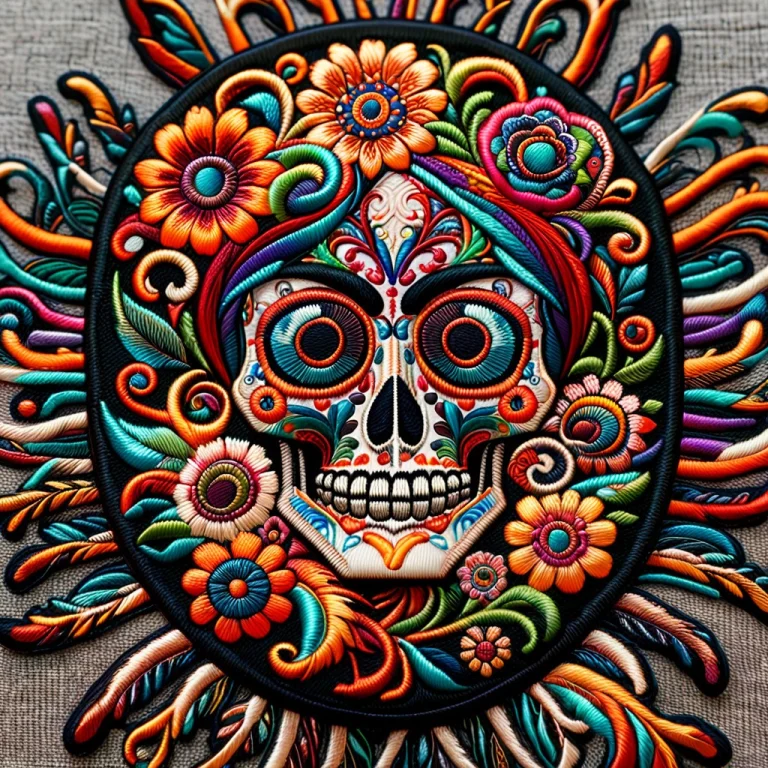 Ral-embroideredpatch, A Colorful Stylized Da De Los Muertos...