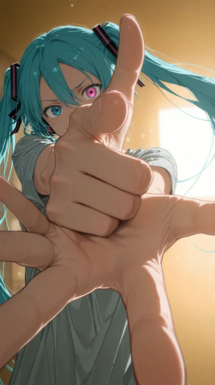 1girl, Solo, Hatsune Miku, Turquoise Hair, Twintails, Hair R...