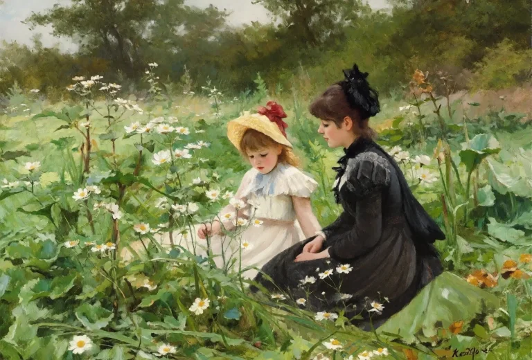 Krea2oil, Oil Painting, Dress, Multiple Girls, Outdoors, Whi...
