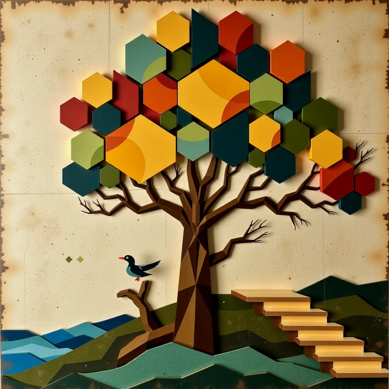 Cubism. Tree, Duck, Stairs. Gmtrcce Style