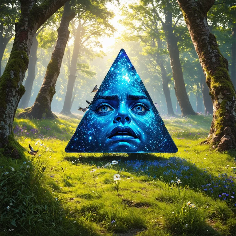 A Hyper-realistic Painting Featuring A Three-dimensional Blu...