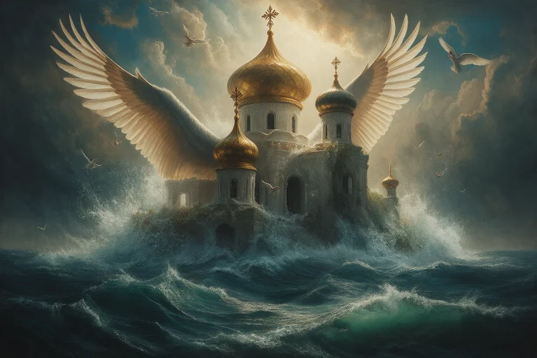 Loravvasnetsov1, Tsar Saltans Palace Emerging From Sea, Magi...