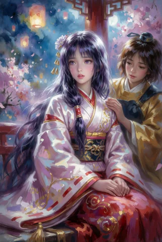 Matsudastyle Digital Painting Illustration Depicting Kaguya... — Stable Diffusion AI Prompt: Matsudastyle digital painting illustration depicting Kaguya Houraisan from Touho...