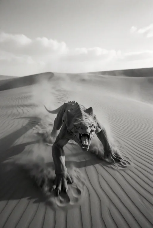 A Low-angle Tracking Shot Parallel To The Sand Surface Captu...