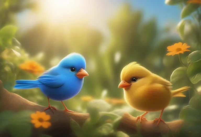 A Happy Cute, Birds, Adorable, Heart Warming, Cheerful, Deta...