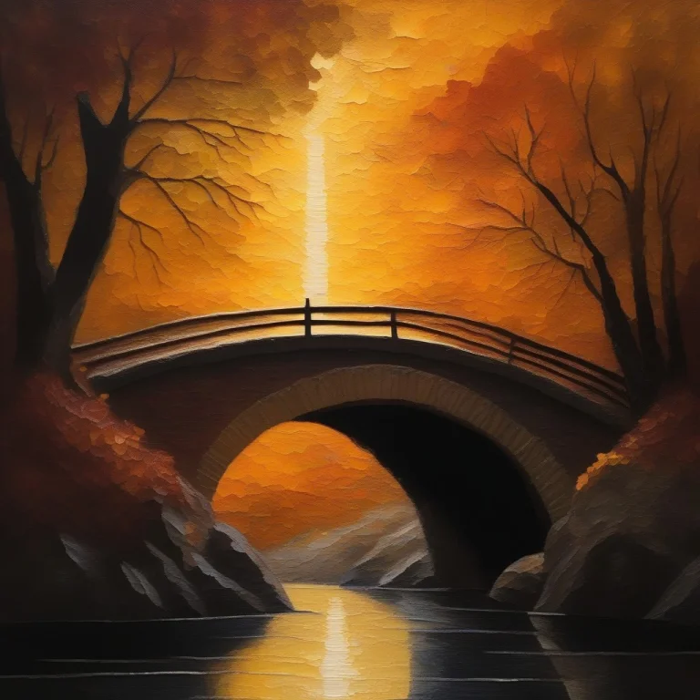 A Bridge Of Light Spanning A Starlit Chasm, Impasto Texture,...