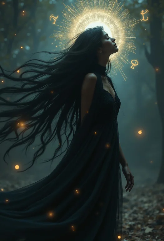 Clairvoyant With Long Black Hair Flowing To Reveal A Visiona...