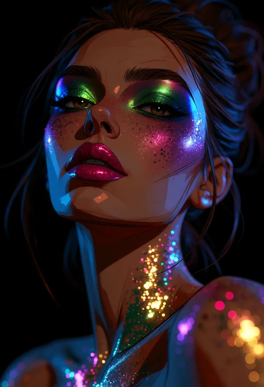 A Close-up Digital Illustration Portrait Captures A Womans F...