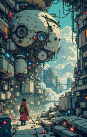 Nistyle, Manga Sketch, Concept Art, Dutch Angle Action Pose... — Stable Diffusion AI Prompt: nistyle, Manga Sketch, concept art, dutch angle action pose (wabi-sabi cyborg::0...