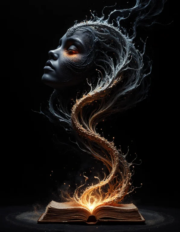 Mysterious Hidden Face, Silk Veil Singular Intricately Flowi...