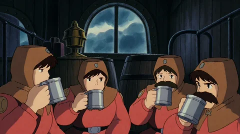 Lptcstlins1986, Four Figures In Hooded, Red-and-brown Unifor... — Stable Diffusion AI Prompt: lptcstlins1986, four figures in hooded, red-and-brown uniforms are gathered insi...