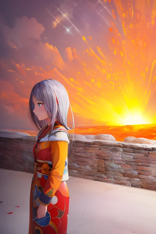 1girl, Detailed Wall Graffiti, Winter Lava Pit With Marigold...