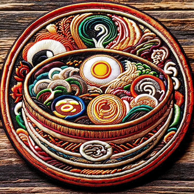 Ral-embroideredpatch, A Steaming Bowl Of Japanese Ramen With...