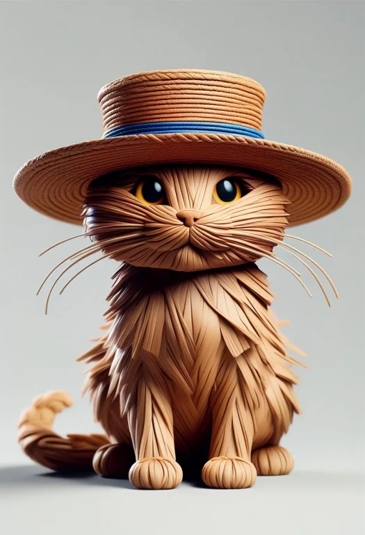 A Cat With A Straw Hat