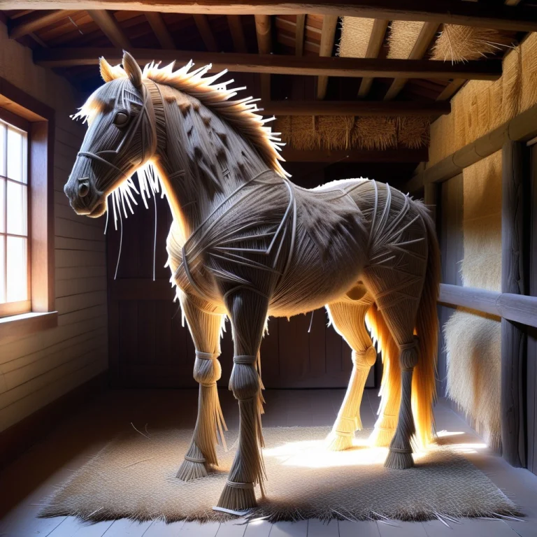This Is A High-quality Photograph Of A Life-sized Rustic Hor...