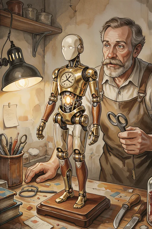 Apieckstyle, The Completed Automaton Stands On The Workbench...