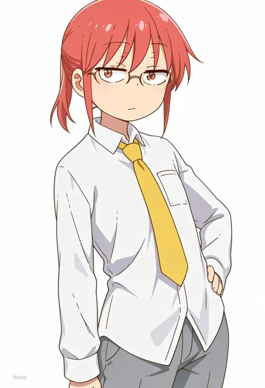 Kobayashi-san, 1 Girl, Solo, Red Hair, Brown Eyes, Short Hai...