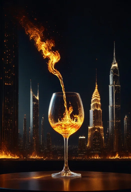 8k, Raw Digital Photo, A Bottle Pouring Glowing Orange And Y...