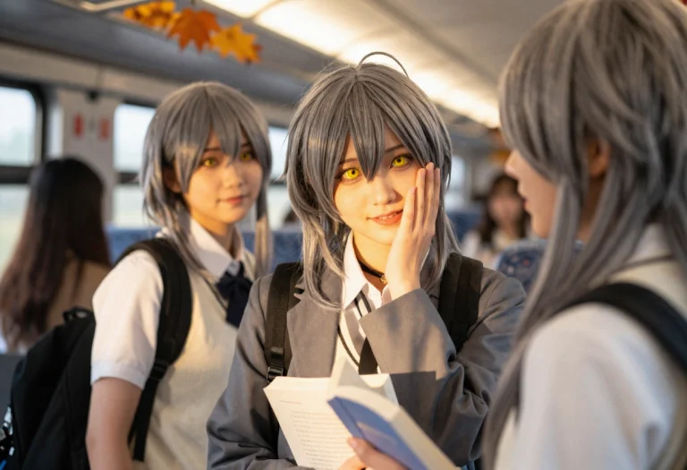 Multiple Girls, Medium Hair, Grey Hair, Yellow Eyes, Necklac...