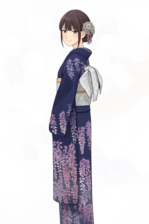 Shanani. 1girl, Solo, Formal Houmongi Kimono1.2, Muted Wiste...