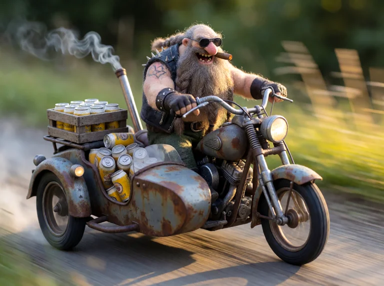 A Cinematic, Hyper-detailed Fantasy Biker Scene With A Strik...