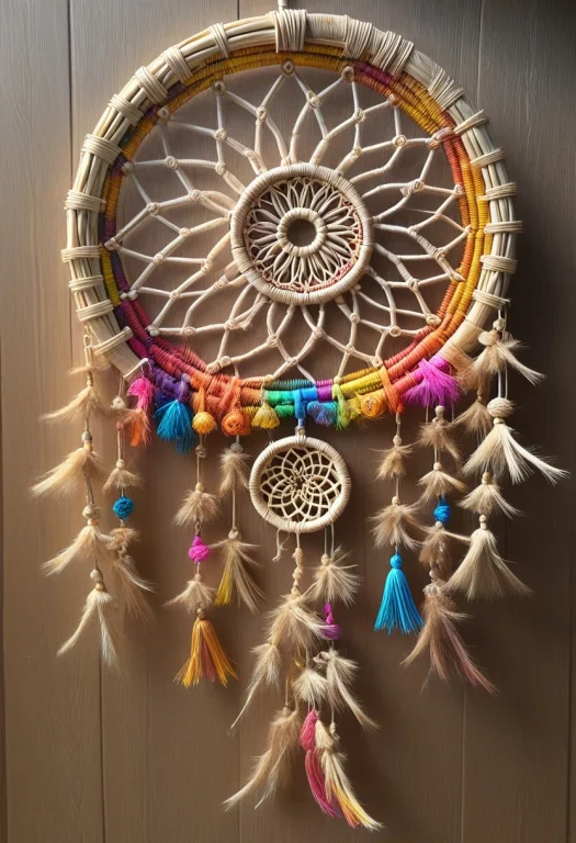 A Dreamcatcher , Made Of Rainbow Straw, Multicolored Straw,...
