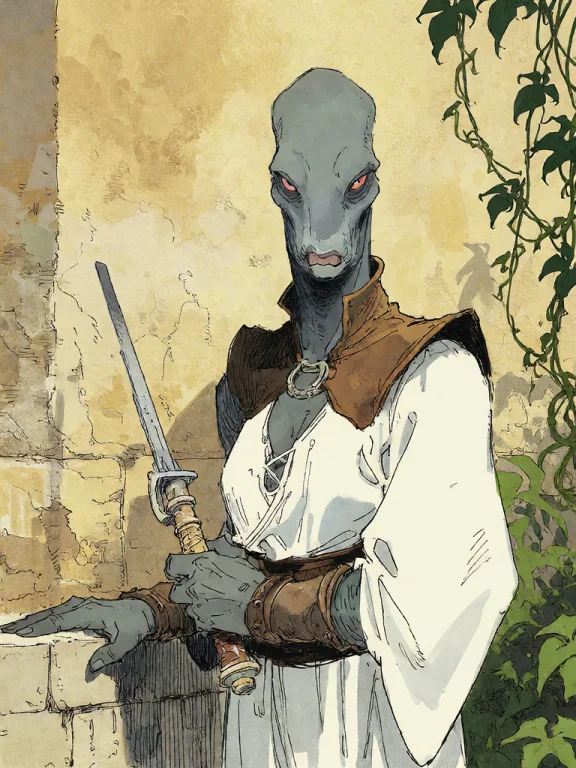 Bradhamel Art Style. A Tall, Slender Humanoid Figure With A...