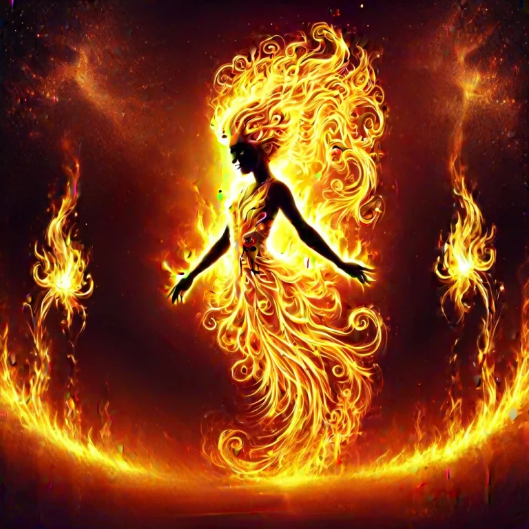 A Dancer Whose Body And Flowing Dress Are Made Of Luminous F...