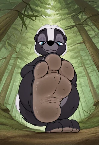 Loraflowerbambiil1 Skunk, White Hair, 1boy, No Humans, Blue... — Stable Diffusion AI Prompt: skunk, white hair, 1boy, no humans, blue eyes, tail, solo, narrowed eyes, timid...