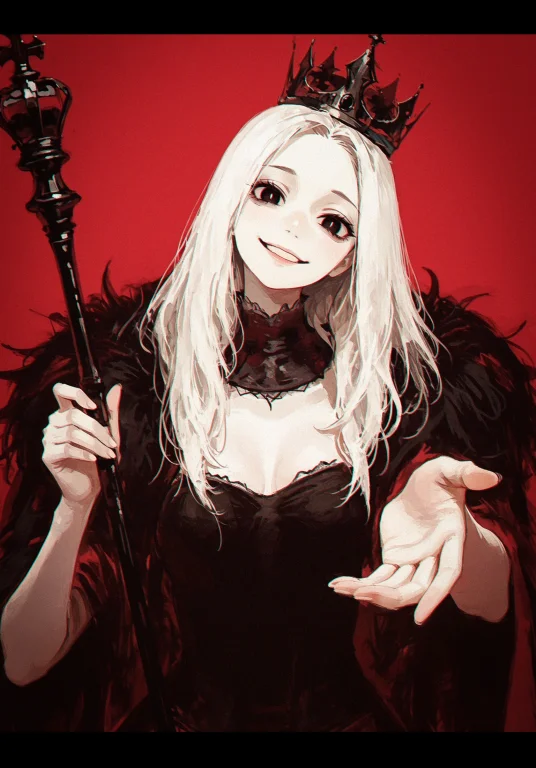 1girl, Portrait, Holding Scepter, Queen, Holding Queen Chess...