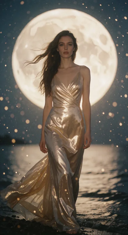 Ethereal Glamour Portrait Of A Woman In A Shimmering Liquid-...