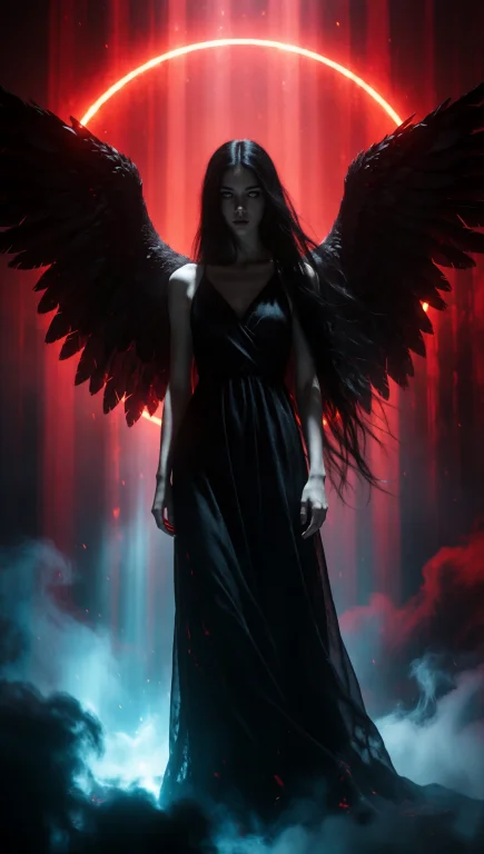 A Tall, Slender Woman With Long Black Hair Flowing Down Her...
