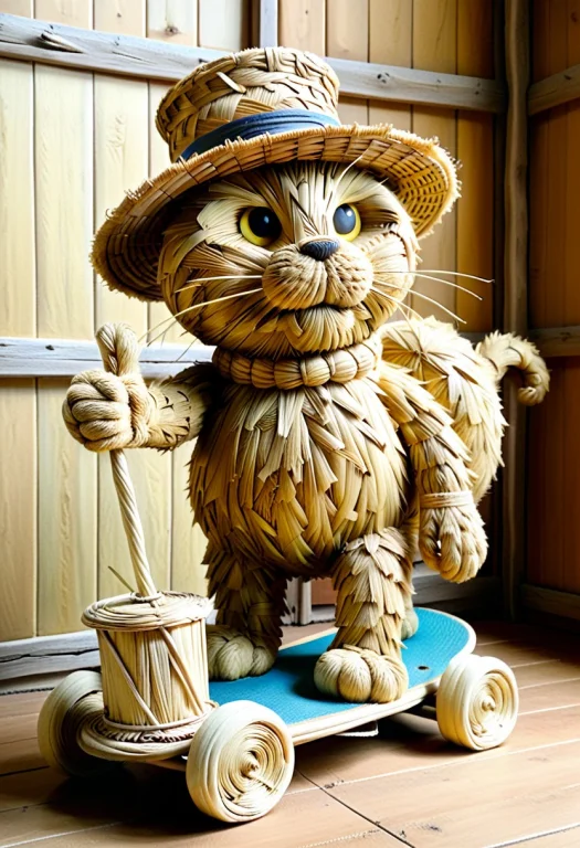 Straw Texture, Garfield Cat Made Entirely Of Dried Straw, Bo...
