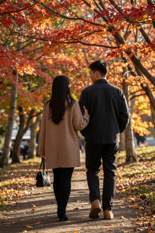 A Woman And A Man Walk Closer Together Now Beneath A Tunnel...