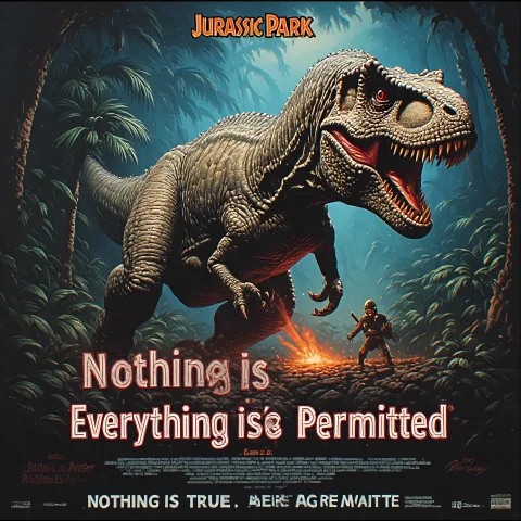 Masters Media, De-slogan Slaughter0.0 A Poster For Jurassic... — SDXL AI Prompt: (Masters Media, DE-Slogan Slaughter:0.0) A poster for “Jurassic Park” with their...