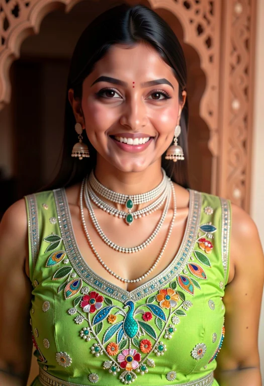 Close-up Portrait Of A Young Indian Woman Smiling Warmly. Sh...
