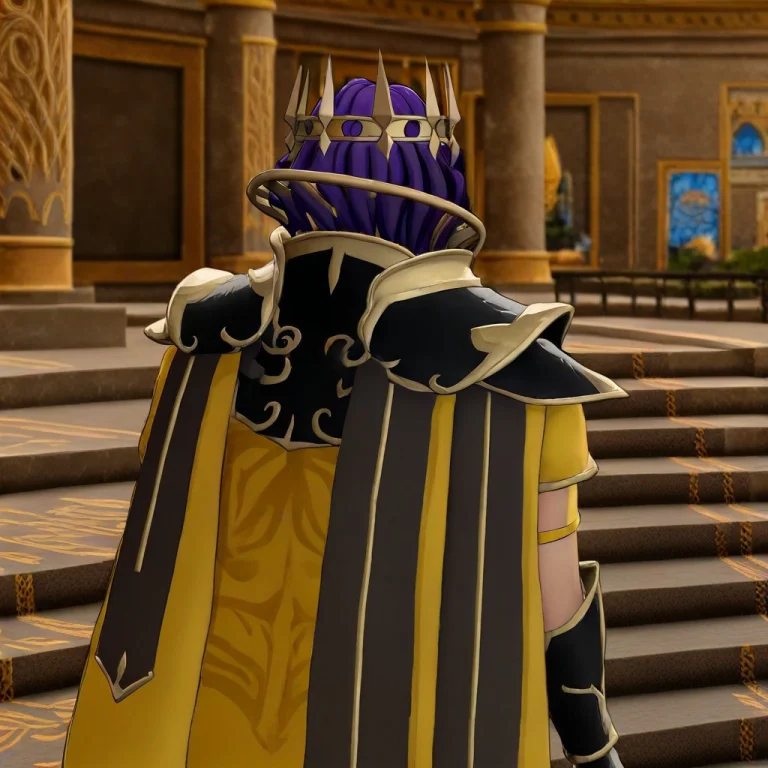 Dyan, Purple Hair, Gold Crown, Black Mantle, Yellow Cape, Ye...