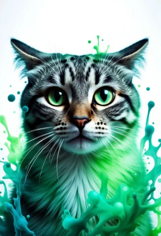 A Photo Of A Cat With Airplane Ears, Set Against A Backgroun... — FLUX AI Prompt: A photo of a cat with airplane ears, set against a background of swirling, vibra...