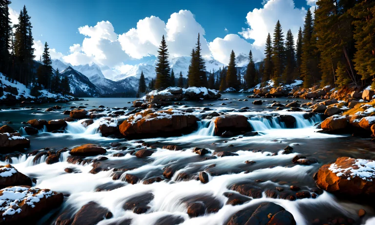 A Photo Of Photorealistic Environment Of Winter Scene, Rocks...