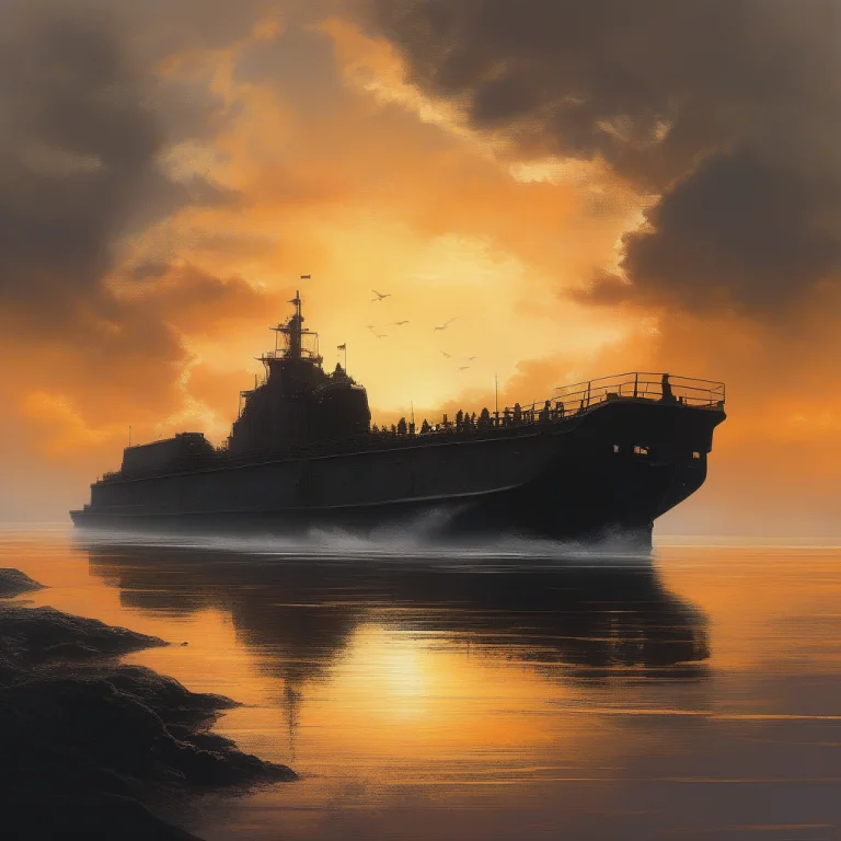 A Landing Craft Descending Through Amber Clouds, Gouache Con...