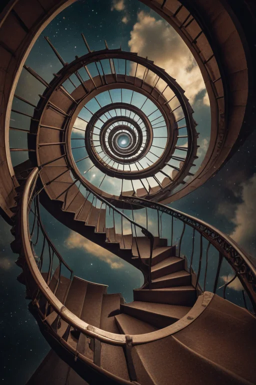An Endless Spiral Staircase Ascending Infinitely Into The He...