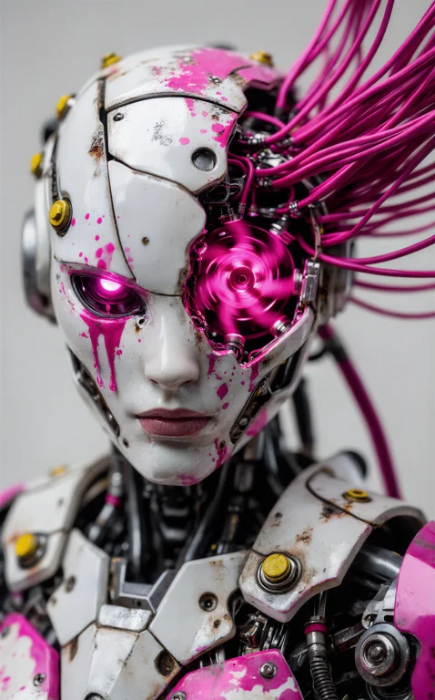 Asymmetrical Bust Portrait Of A Feminine Android With A Glos...