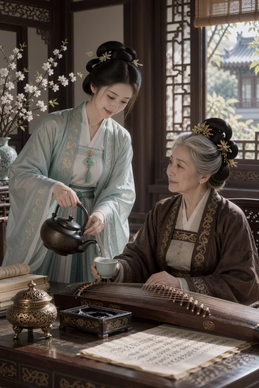 , A Young Woman In Her Early Twenties Pours Tea From A Dark...