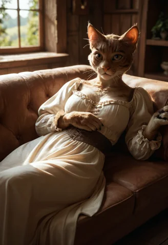 Score9, Score8up, Score7up, Solo, Furry, Cat, Hybrid, Curvy,... — Stable Diffusion AI Prompt: score_9, score_8_up, score_7_up, solo, furry, cat, hybrid, curvy, laying in a so...