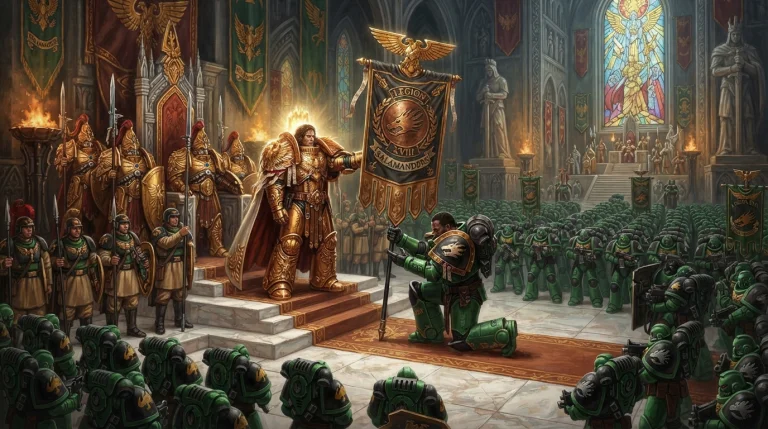 An Image Of The Emperor Of Mankind Bestowing The New Legion...