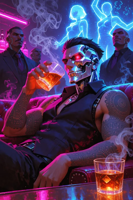 Df5tyle, A Cyber-gangster Lounging In A Smoky Neon Bar, Chro...