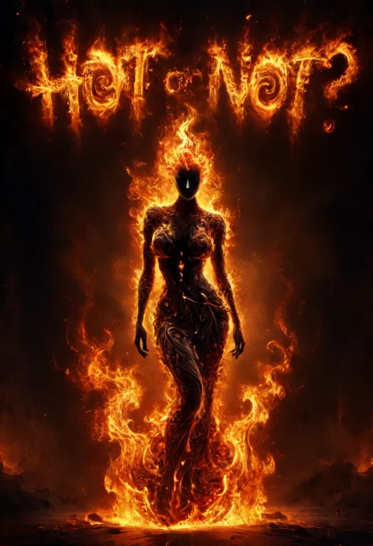 Sexy Fire Graffiti, She Is Clothed In Flame, Smooth Shapes,...