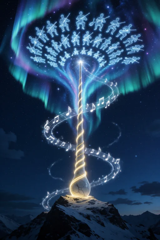 A Monumental Conductors Baton Standing Vertically On A Mount...