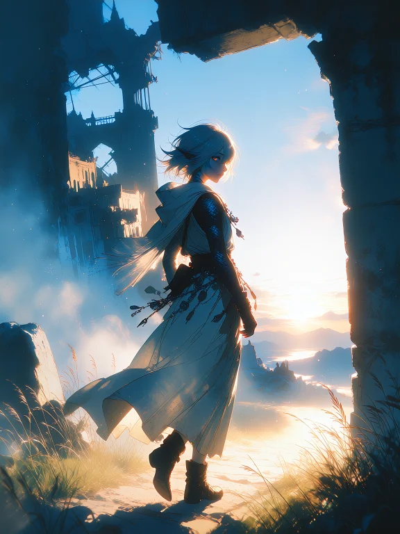 Dreamlike Anime Fantasy Illustration, Soft Painterly Renderi...